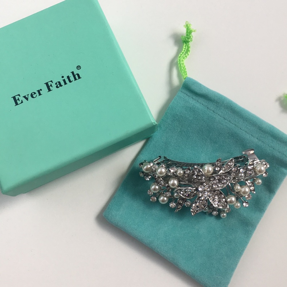 EVER FAITH - Silver Tone Embellished Hair Clip